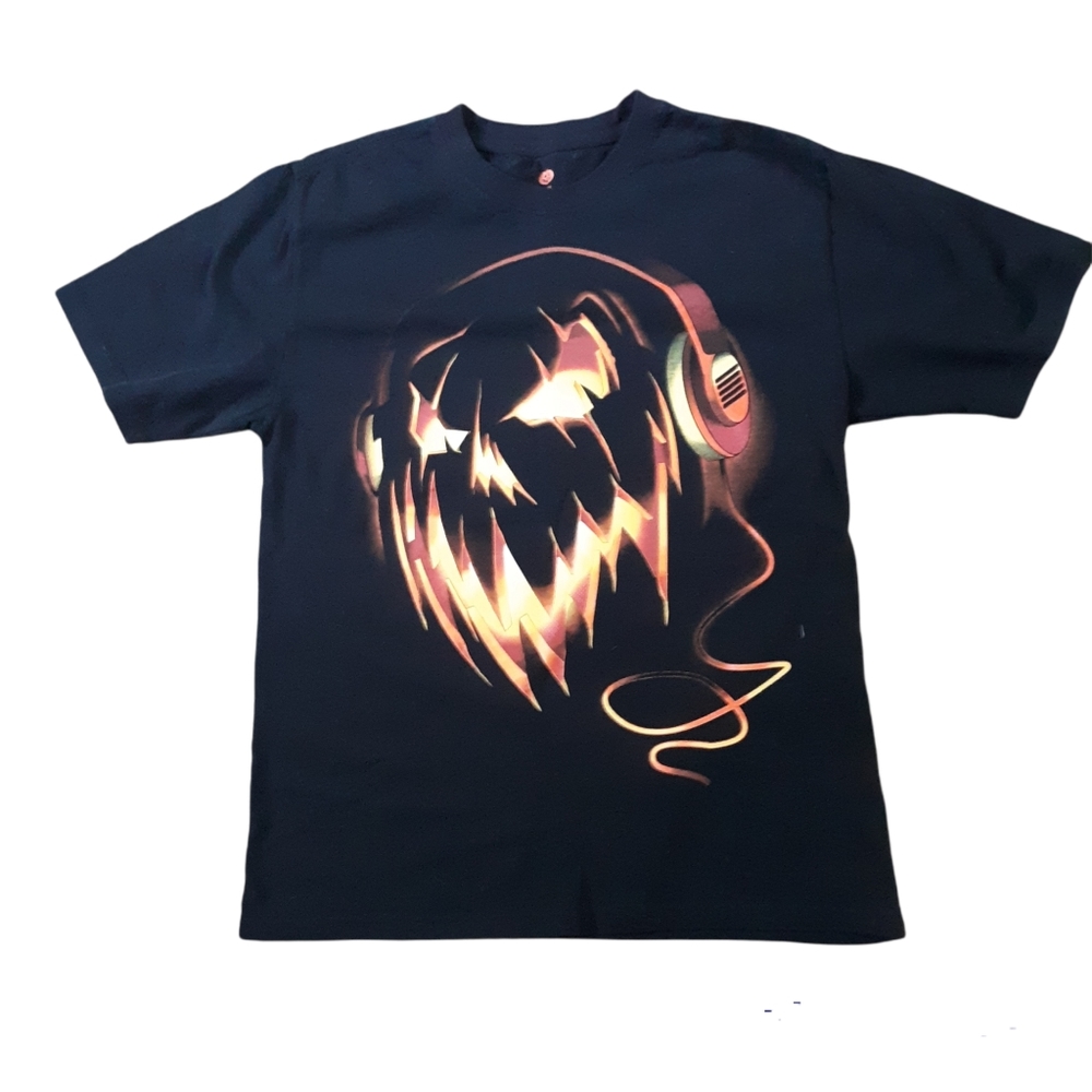 Pumpkin Flaming Pumpkin Short Sleeve T-Shirt  Boys XL black